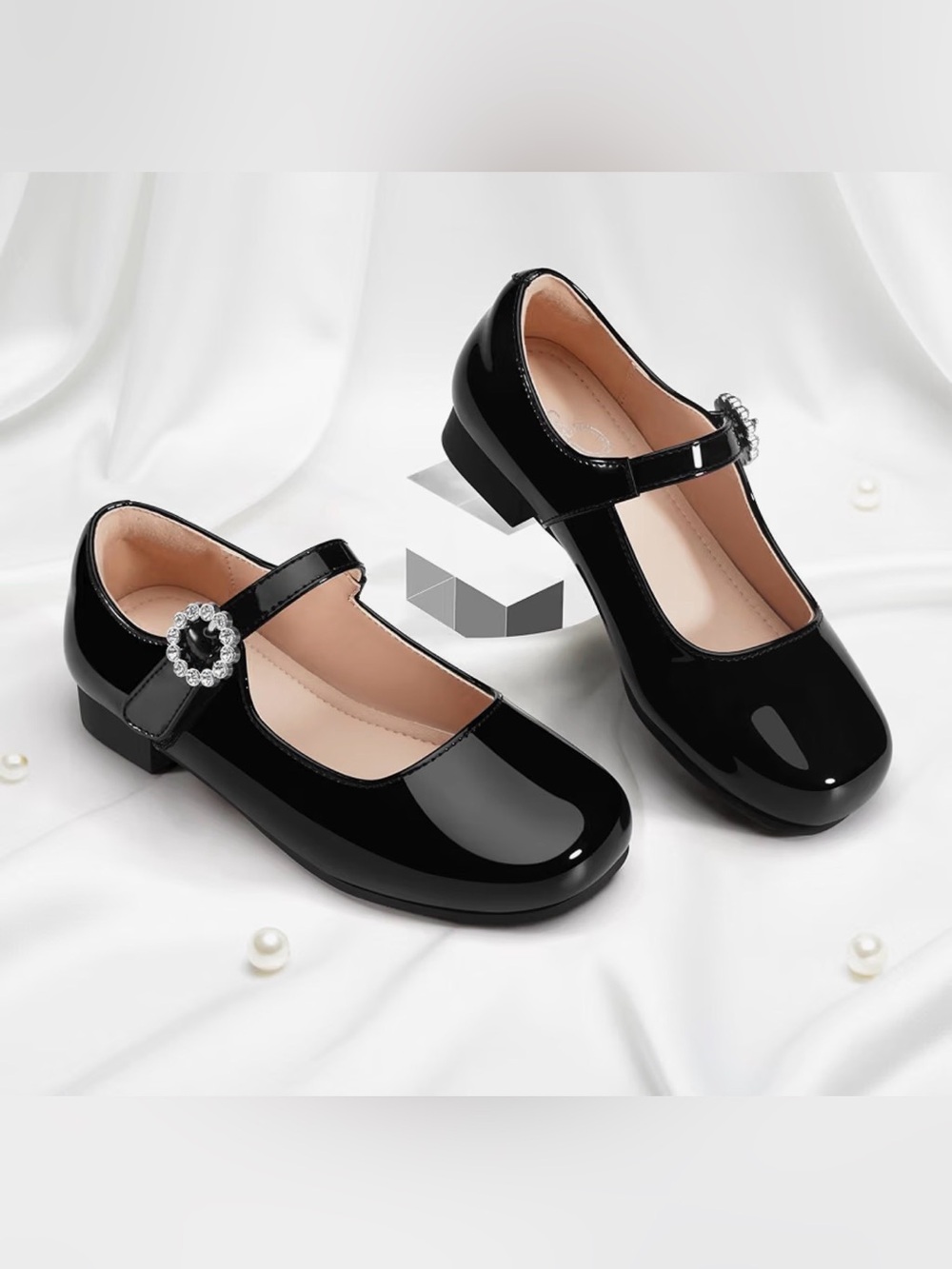 Stelle Girls Dress Shoes Rhinestone Buckle Mary Janes